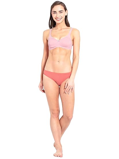 Jockey 1250 Women’s Candy Pink Wirefree Cotton Bra – Full Coverage 34D with Contoured Shaper & Adjustable Straps
